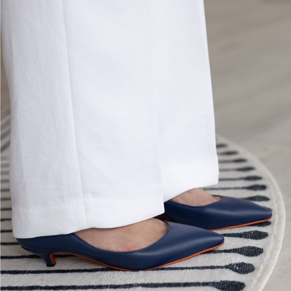 Navy kitten heels by CELYN ROZE